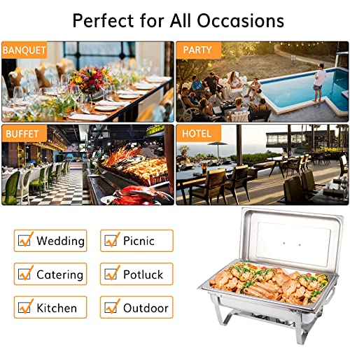 Chafing Dish 2 Pack 9 Qt Stainless Steel, Full Size Chafing Dish Buffet Set, Foldable Rectangular Chafers For Catering, Chafer Dish Set With Fuel Holder, Chaffing Servers With Covers - 2Cd 433 #TOP3