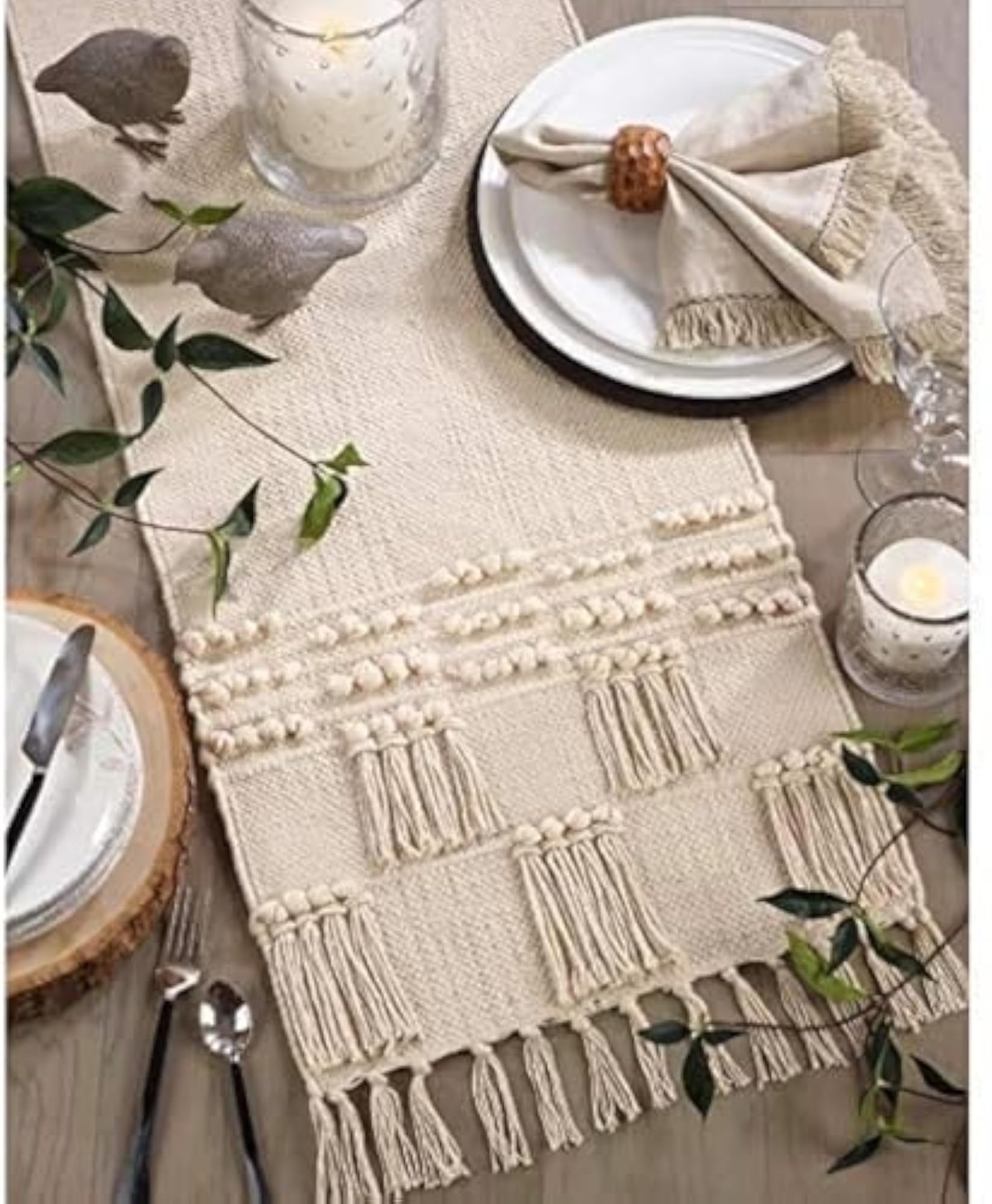 Rustic Handmade Cotton Khadi Table Runner for Dining Room