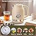 QUAXWELL Retro Electric Kettle, 1.7L 304 Stainless Steel Tea Kettle with Temperature Gauge, 1500W Fast Boiling Water Boiler,Auto Shut-Off & Boil-Dry Protection, BPA-Free, Beige