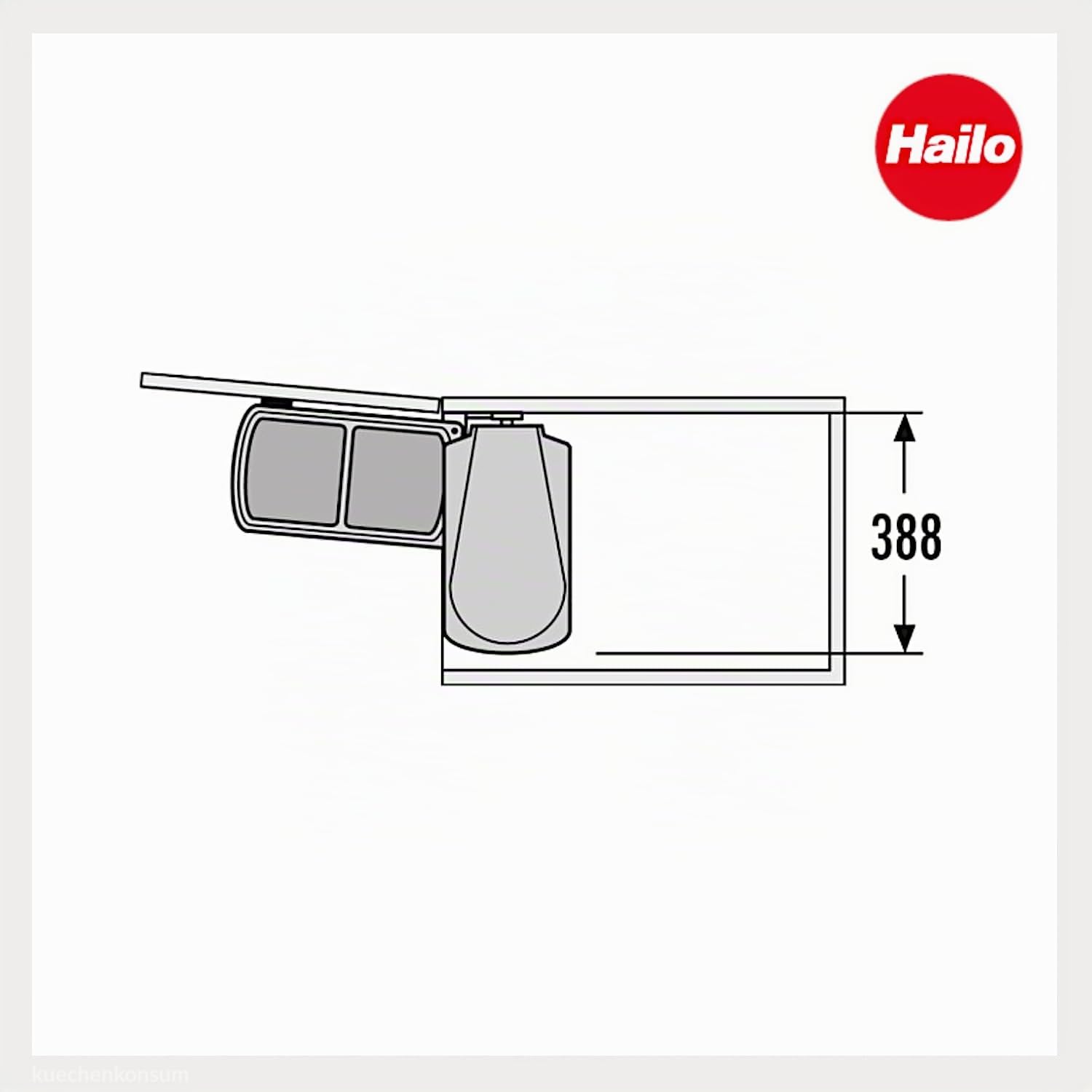 Hailo Abfallsammler 3416001 | Schwenkbarer Einbau Mülleimer Duo 16 L | Für Küchenschränke ab 45 cm Breite mit Drehtür | Robustes Weißes Design | Einfache Montage | Perfekte 2fach Mülltrennung
