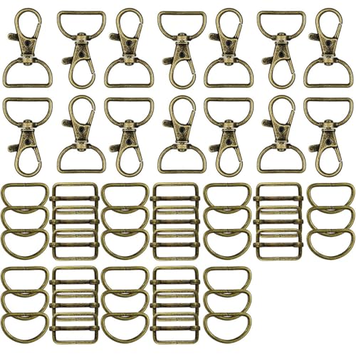 ナスカン 14個 Dカン 21個 レバーナスカン リュックカン 移動カン 21個 手芸 アクセサリーパーツ レザー 金具 ハンドメイド パーツ バックル 回転 レバーナス ミニレバー ワンタッチ dカン 楕円 大 大きい 回転式 (内径15mm)