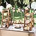 Wisreach Wooden 3 Tier Cupcake Stand with Swing and Flower Decoration Serving Removable Tray Display Serving Ladder Foldable Stand with Serving Platter Tray Party Food Display Set for Cake Snack Fruit Chips Bread Centerpieces Catering