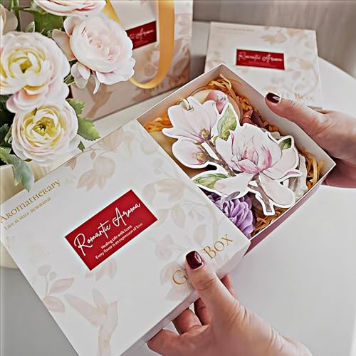 ANMIOU ロマンティックアロマセラピーギフトボックスセット 装飾キャンドル、シェルとフローラルデザイン、ホワイトとパープル(5パック) [3]