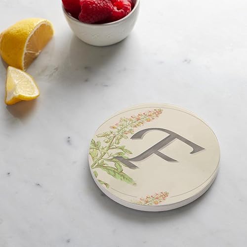 Miniatura 3 de F - Letra del alfabeto floral de cabaña, decoración del hogar Joyride, posavasos de cerámica individual, posavasos circulares individuales de 4