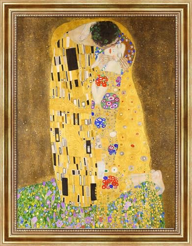 Dekomundo Der Kuss von Gustav Klimt Bild mit Rahmen in Gold, 40x50 cm / 16x20