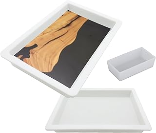 3pcs Epoxy Table Molds 15.7x9.8 inch - 11.4x7.5 inch - 4x2 inch, Large Rectangular Epoxy Resin Molds, Tray Resin Molds, Epoxy Deep Molds for Tables, Cutting Boards, DIY Art Resin