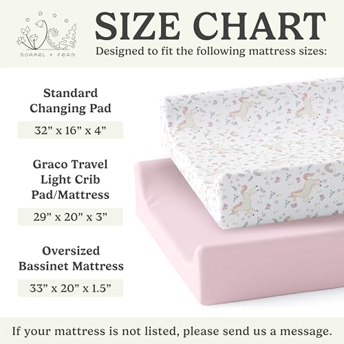 Image of Baby Changing Pad Cover 2-Pack for Boys, Girls (Unicorn Blossom) - Premium Fitted Sheets Baby Diaper Changing Table Cover - Buttery Soft Cotton Blend