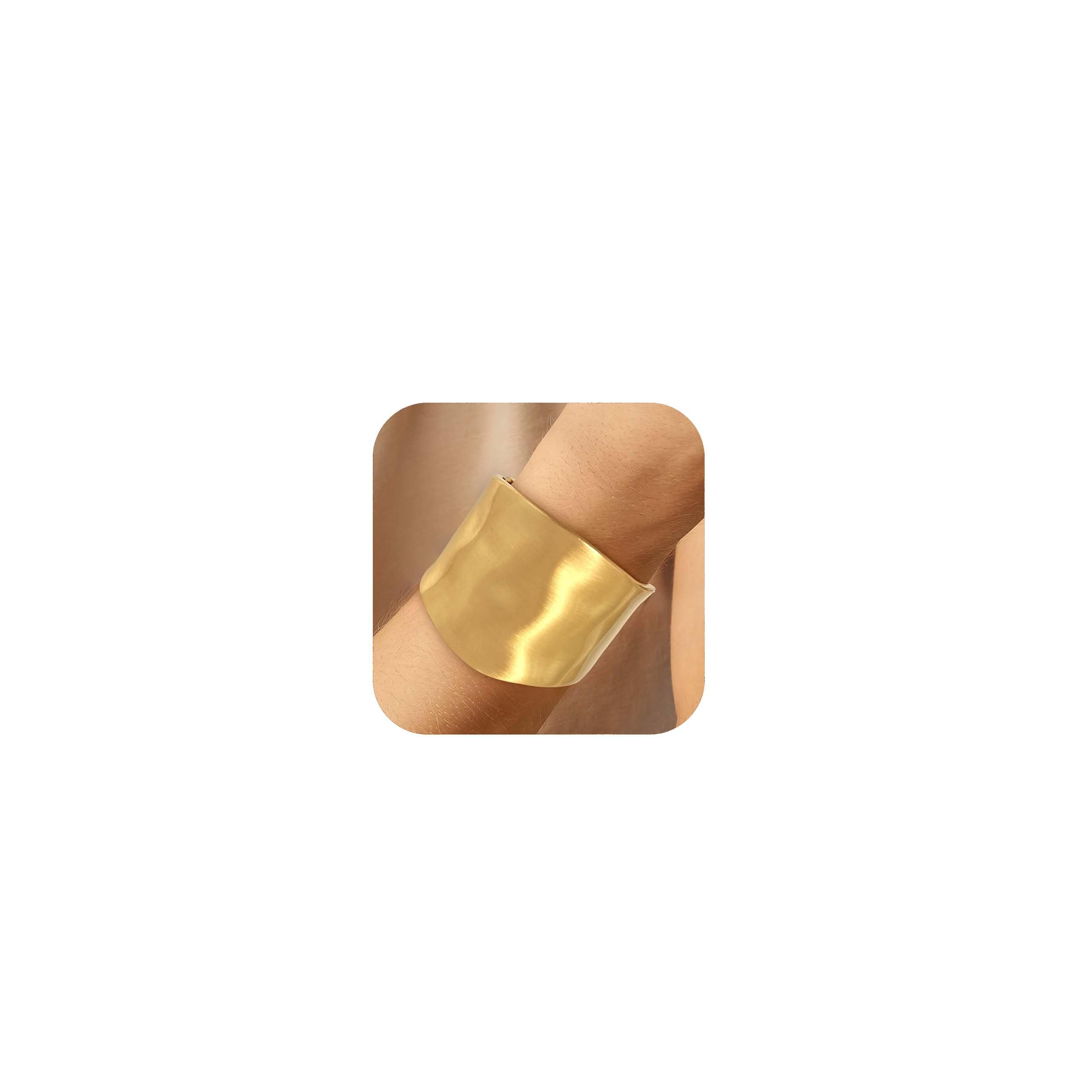 Open Cuff Bracelet for Women, Gold Tone, Hypoallergenic Nickel Free, Polished Finish, Durable Plating That Won't Fade, Minimalist Style