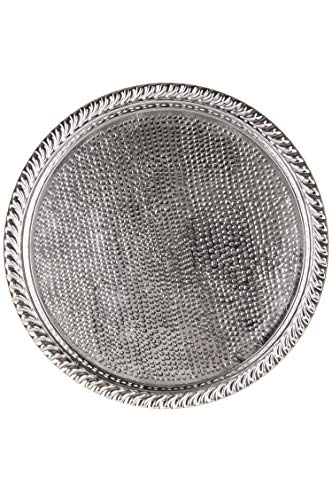 Orientalisches rundes Messing Tablett versilbert Mahra | Marokkanisches Teetablett in der Farbe Silber | Orient… – Bild 3