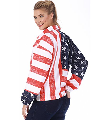 Insta Slim American Flag Print Jacket with Zip Front 1757104