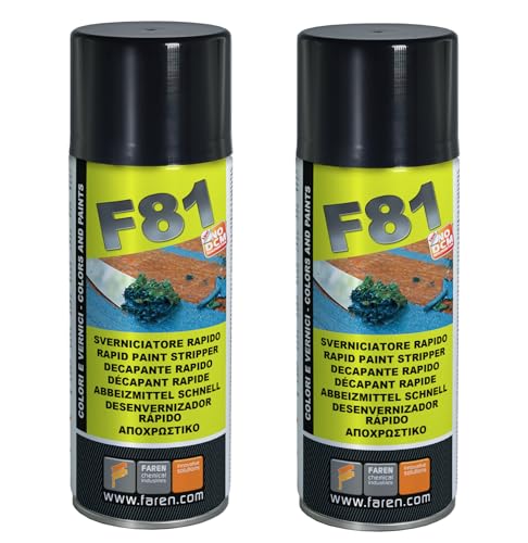 Faren F81 Sverniciatore Spray, Rimozione Vernici e Colori per tutte le Superfici, Ecologico, Rapido,Facile, Sicuro, 400ml (2)
