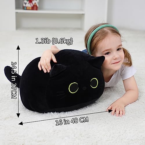 Image of WeBingo Black Cat Plush Toy 16'', Giant Cat Stuffed Animal Plushies Pillow for Girl Boy Kid Adult, Large Big Soft Gift for Birthday Christmas Valentine's Day Home Decor