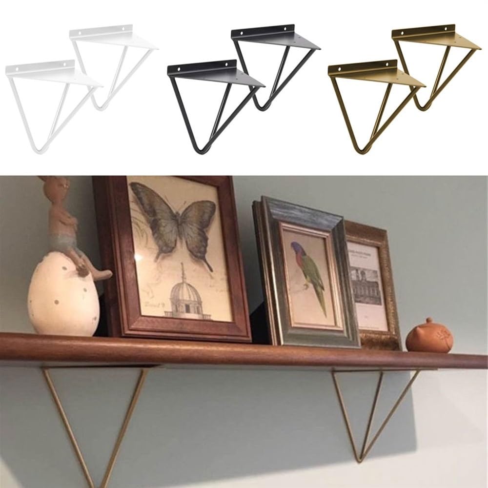 wsparcie regału 2 SZTUKI Salon Wystrój Home Decor Trójkąt Rack Iron Art Montowane Ścienne Książki Półka Wspornik Kuchnia Kuchnia Salowa regał ścienny(Gold)