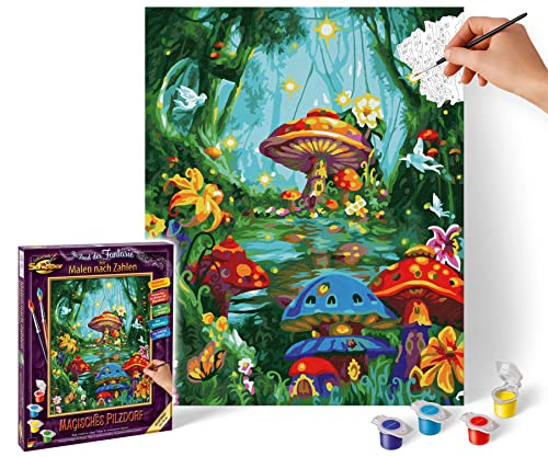 Peinture par numéros Schipper Village de Champignons kit complet pour adultes 24x30 cm