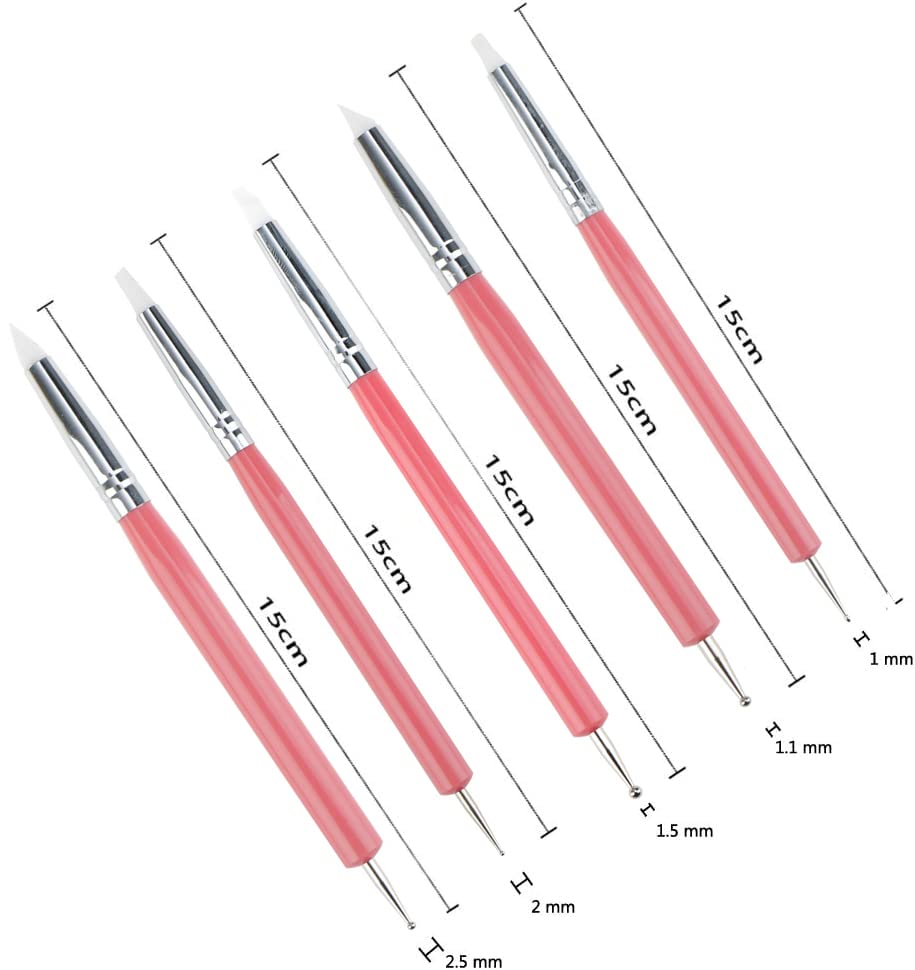 Ecjiuyi Ball Stylus Tools,4PCS Double-Ended Metal Embossing Dotting Tool,5PCS 2 Way Silicone Clay Sculpting Tool - Image 3