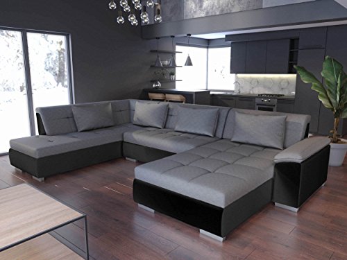 Tendencio Canapé panoramique Convertible Lemon Angle Gauche (Gris/Noir)