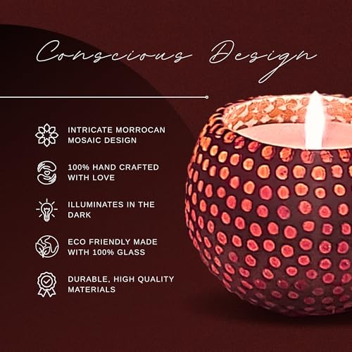 Image of Floryn Decor Morrocan Mosaic Candle Holders | Home Light Decorations Items | Mosaic Glass Tealight Holder | Best lamp for Diwali Decoration | Pack of 3 (with 3 Tealight Candle Free)
