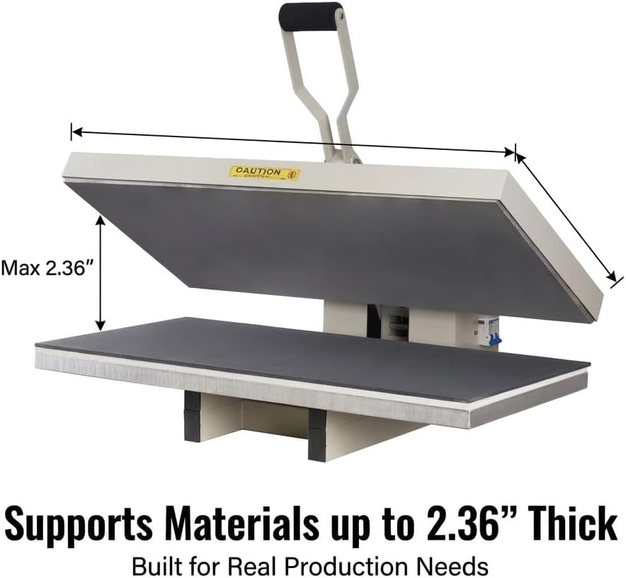 16x32 Large Format Manual Heat Press Machine 110V 2600W, Heavy-Duty Professional High Pressure Heat Transfer for T-Shirts Mouse Pads License Plates, Sublimation, Htv, and More (Grey)