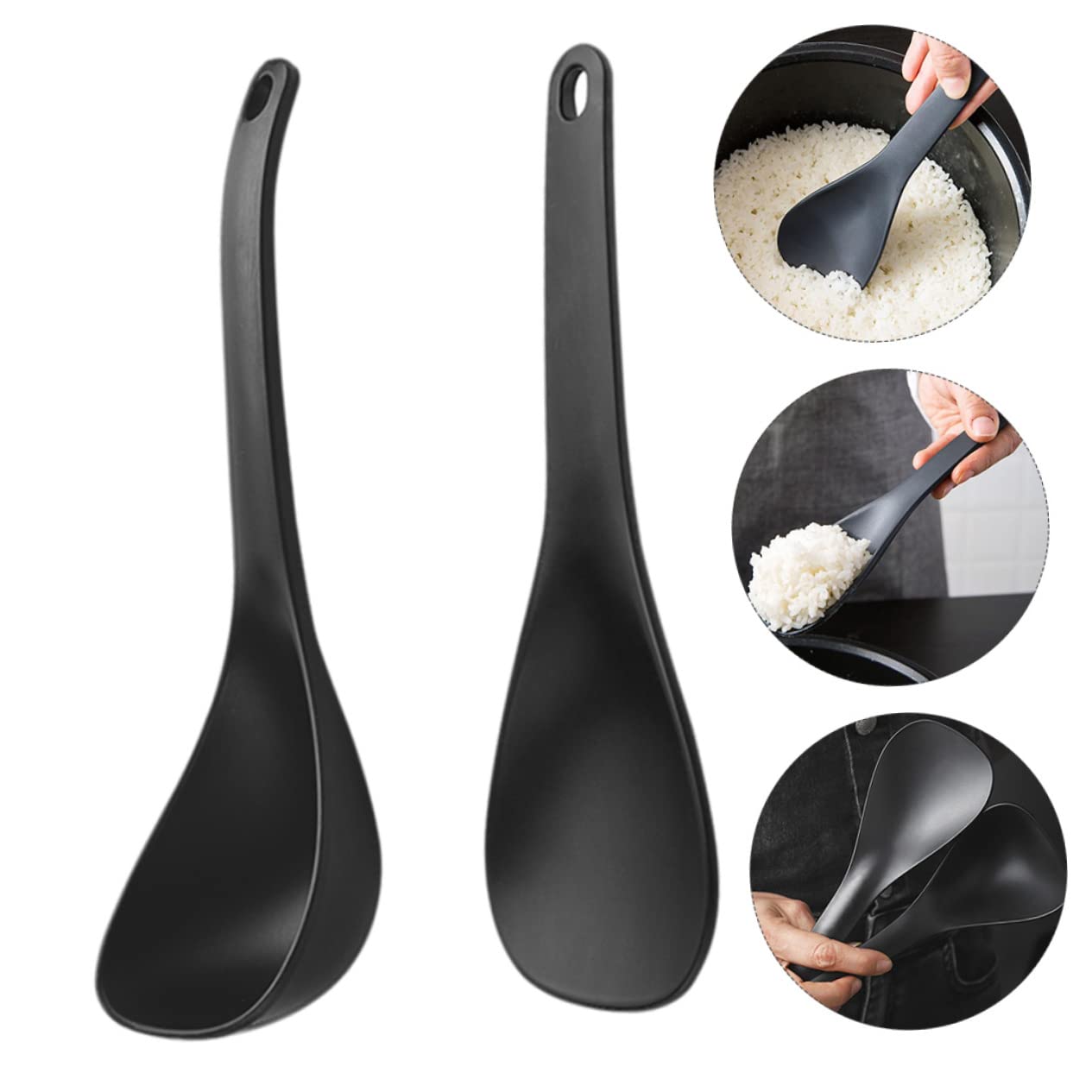 Cabilock 2sets Non-stick Serving Spoon and Rice Kitchen Utensils for Soup Porridge and Rice Multipurpose for Home Restaurant and Canteen Use