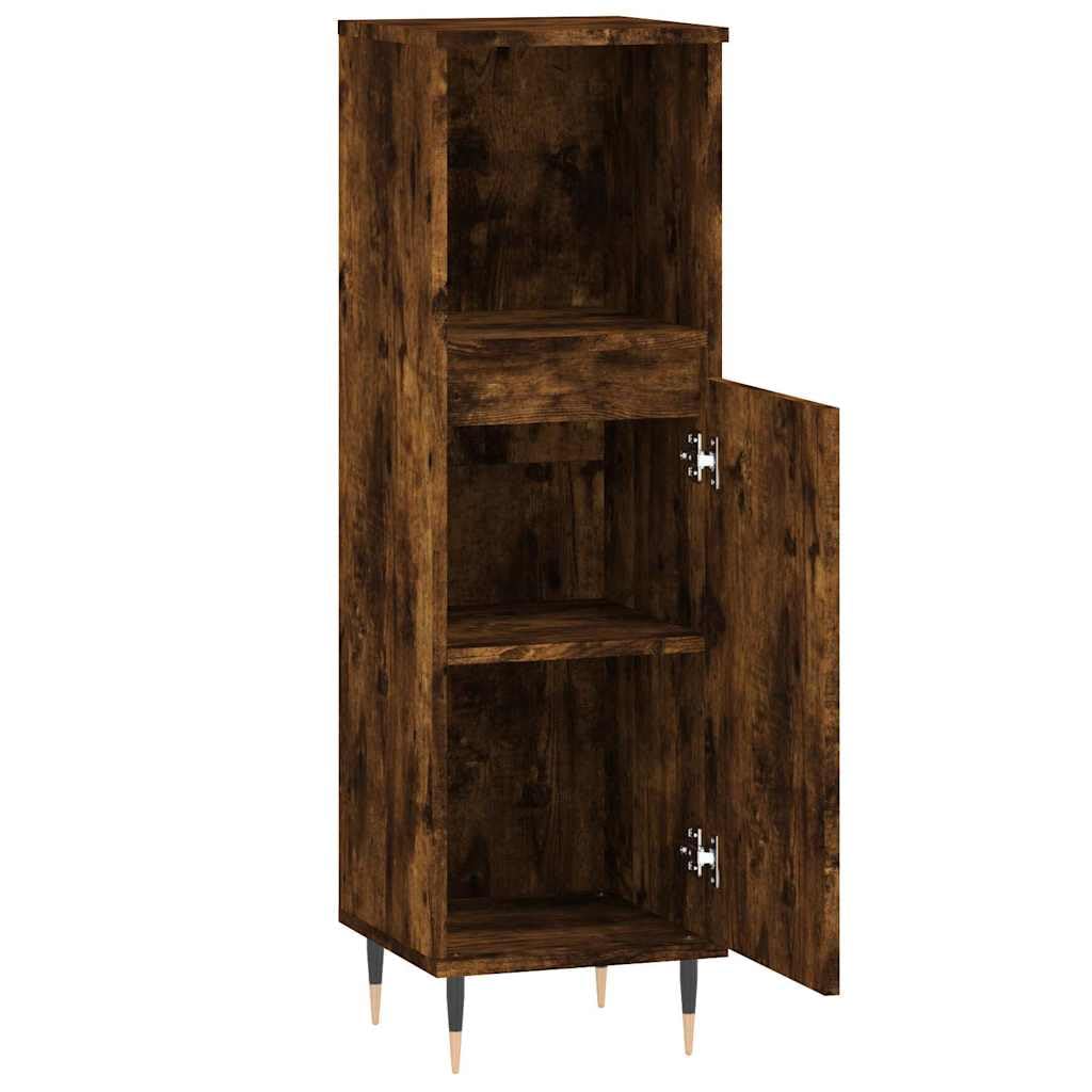 Armoire de salle de bain en chêne fumé 30 x 30 x 100 cm