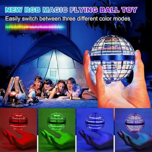 Image of VAMIKO Flying Orb Ball Boomerang Spinner Toy with RGB Lights, USB Rechargeable, 360 Rotating, Indoor Outdoor for Boys Girls Kids Adults, Multi-Color