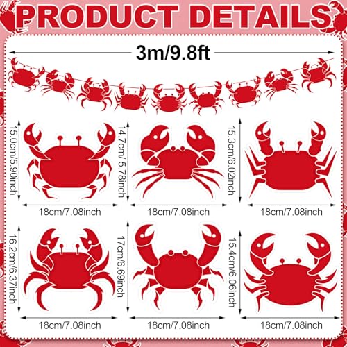 Image of 5 Pcs Crab Boil Party Decorations Banner Crab Ceiling Decorations Summer for Luau Theme Nautical Birthday Party Supplies