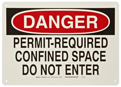 Panneau Danger espace confiné Brady noir rouge blanc pour signalisation sécurité site