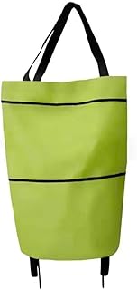 Alvinlite Foldable Shopping Bag with Wheels, Expandable Trolley Cart for Groceries, Reusable Shopping Bags Grocery Bags Shopping Trolley Bag on Wheels for Women Green