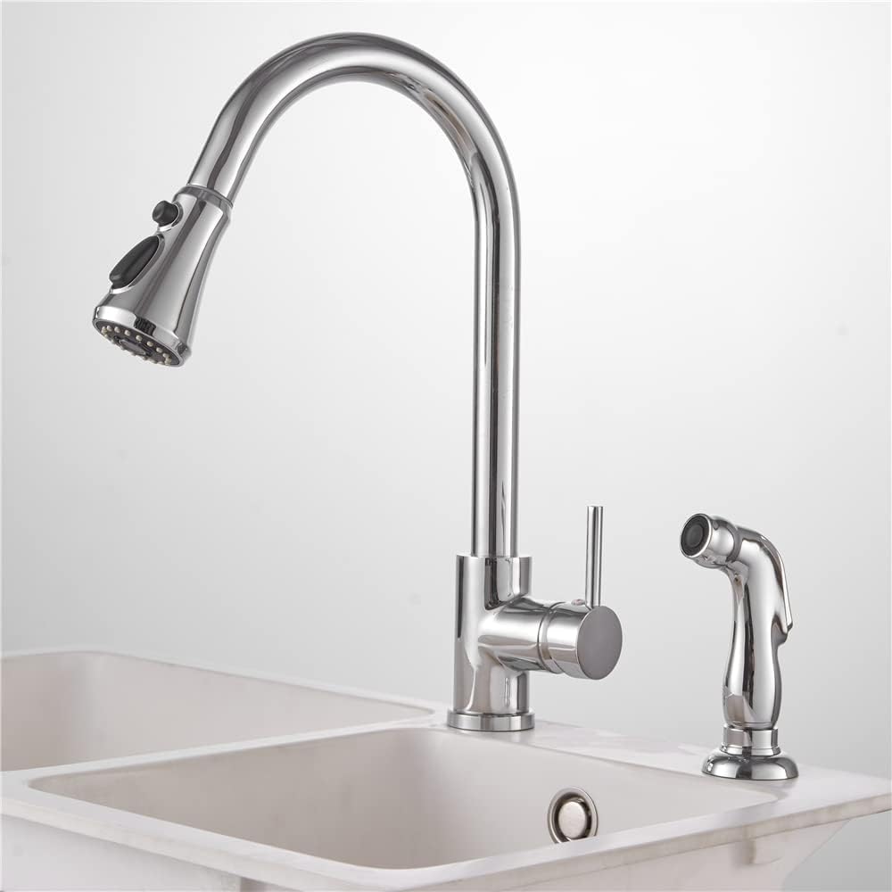 Kitchen Sink Side Sprayer Nozzle Tap Spray Head with Hose and Holder Replacement for 1/4 inch Sink Connector Faucet,Chrome