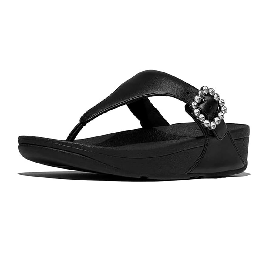 Amazon.com | FitFlop Women's Lulu Crystal-Buckle Leather Toe