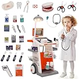 26 Doctor Toy Set: Ce jeu de médecin et dentiste en 26 pièces contient une grande variété d'outils médicaux réalistes tels que stéthoscope, seringue, thermomètre, miroir dentaire et brosse à dents. Les enfants peuvent utiliser ces outils pour les jeux de rôle pour reproduire des visites réalistes chez le médecin et le dentiste, tout en favorisant leurs capacités motrices et leurs capacités de résolution de problèmes.