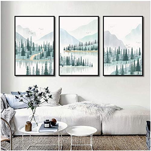 Impression sur toile de paysage de forêt, œuvre d'art murale minimaliste haute définition