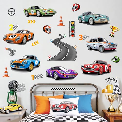 Vinilos decorativos de coches de carreras para pared miniatura 4