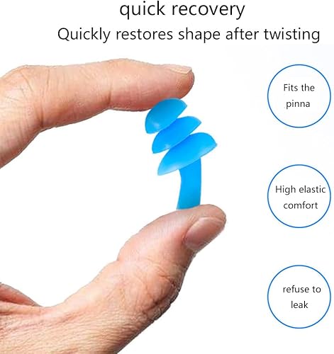 Miniatura 7 de Paquete de 6 pinzas para la nariz de natación para niños, tapones de silicona para los oídos, kit de protección de entrenamiento de natación para