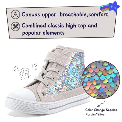 Image of K KomForme Toddler High Top Sneakers Canvas Shoes with Hook and Loops | Lightweight, Breathable