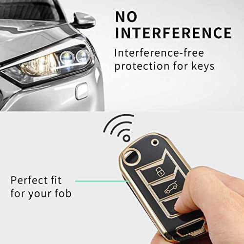 Image of Keyzone TPU Car Key Cover Compatible for: Scorpio-N, TUV 300 Plus, XUV 300, XUV700, Marazzo, Bolero 2020, Scorpio, Thar Flip Key (Gold Black)