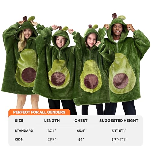 Image of Giggling Getup Wearable Blanket Hoodie for Women and Men Sherpa Fleece Hooded Blanket Sweatshirt Warm Cozy Sherpa Wearable Throw Oversized Hoodie with Giant Pocket & Sleeves for Adult Avocado