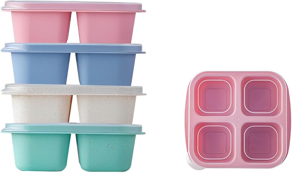 4 Pack Meal Prep Containers, 4-Compartments Lunch Box, Salad Container, Reusable BPA Free Food Prep Containers, Lunchable Kids Snack Container, Suitable for School, Work, and Travel