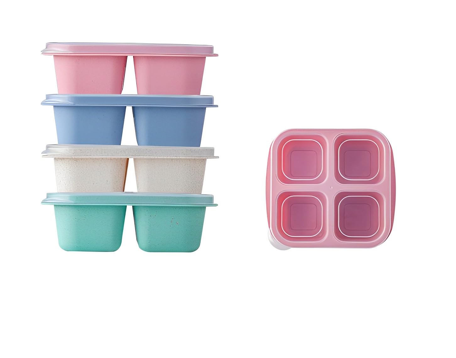 4 Pack Meal Prep Containers, 4-Compartments Lunch Box, Salad Container, Reusable BPA Free Food Prep Containers, Lunchable Kids Snack Container, Suitable for School, Work, and Travel