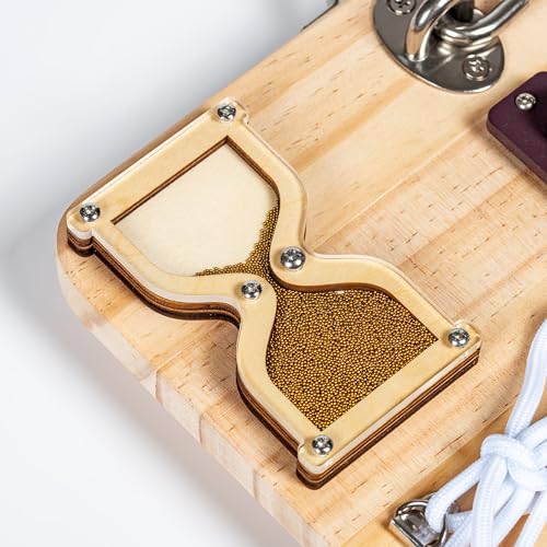 Image of Assistex Wooden Fidget Busy Board for Dementia Patients - Memory Care Activities for Seniors, Fidget Board for Adults with Dementia, Elderly Sensory Toys for Anxiety Relief