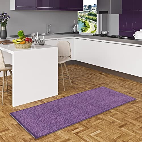 Pergamon Superclean - Tapis de Cuisine - Tapis Long Couloir - Violet - 3 Tailles