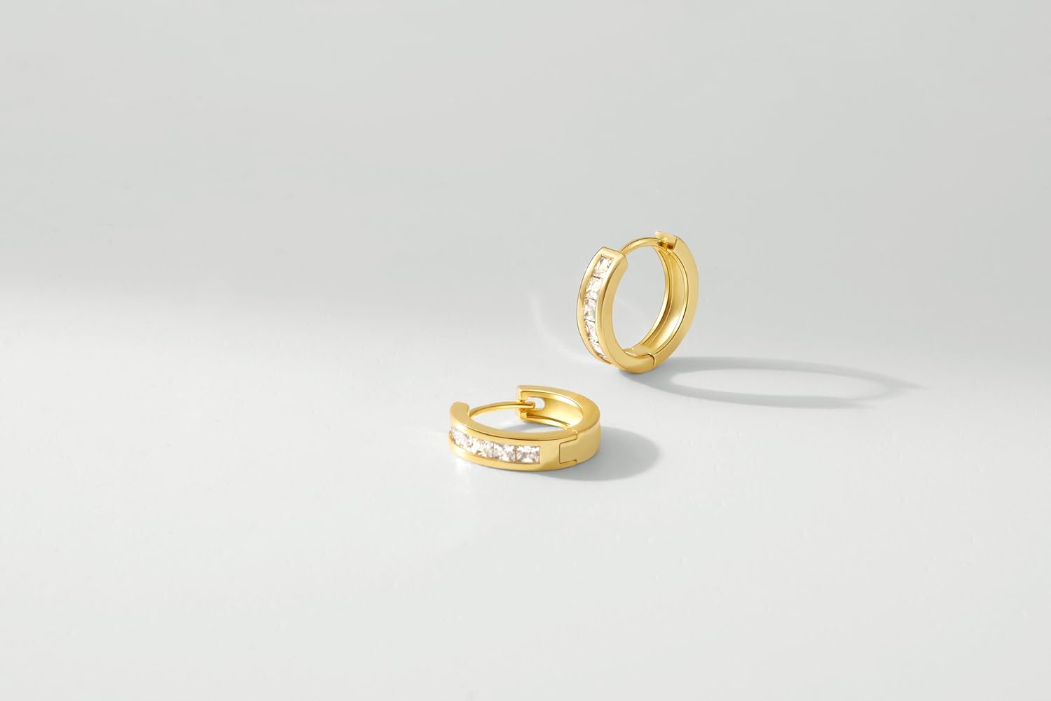 Gacimy Gold Huggie Earrings for Women 14K Gold Plated, 1/2 Inch Small Hoop Earrings for Women with Cubic Zirconia - Image 6