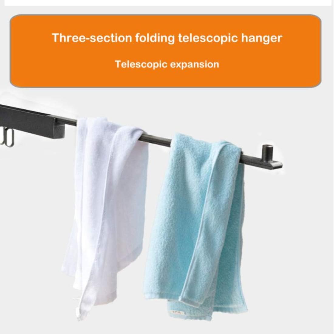 Collapsible and Retractable Wall Mounted Clothes Drying Rack for Space Saver Hangers, Metal, with Towel Bar, Aluminum Wardrobe Organizer, for Balcony, Mudroom, Bedroom