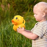 Baby Watering Can - PP 12x6.5x10cm | Rubber Bath Duck Toy with Container Yellow Duck Sprayer Pitcher Bucket, Water Can for Kids | Yard Flower Bathroom Beach Indoor Gardening Activities