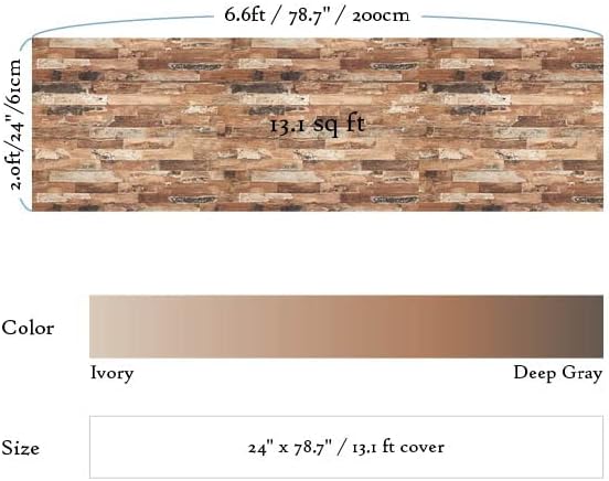 Miniatura 5 de Very Berry Sticker Papel Tapiz de Panel de Madera Despegar y Pegar (24" x 78", Plano, Madera Oscura) Impermeable y Fácil de Limpiar Película