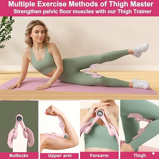 Thigh Master, Pelvic Floor Exercise Devices with Display Counter, kegel Exerciser, Pelvic Floor Muscle, Inner Thigh Exerciser for Women, Home Fitness Equipment for Hip/Leg/Butt(Pink)