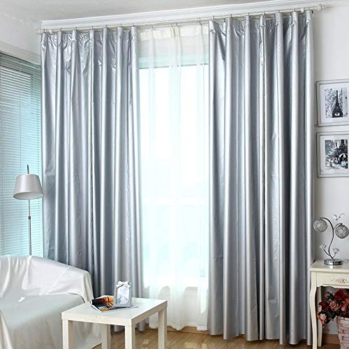 Brillie 3 tamaños Cortinas Opacas con Forro Revestido Bloqueo de Luz Engrosada Paneles de Cortina de Ventana con Aislamiento Térmico con Gancho para Dormitorio, Plateado
