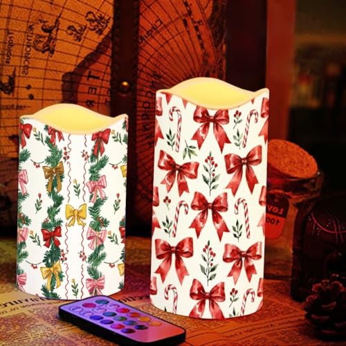 Image of Thanksgiving Day Electric Flameless Candles Set of 4 | Autumn Battery Operated Candles with Remote Control, Electric Pillar Candles for Living Room, fall decor