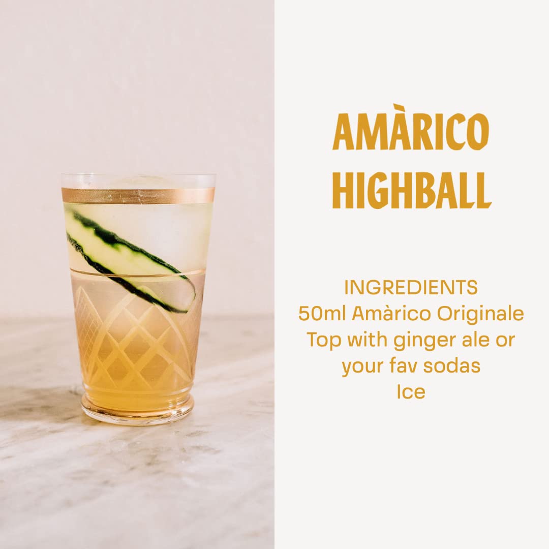 Amàrico Originale - Aperitivo italiano sin alcohol - Aromático y fresco con notas cítricas de naranja y limón - Amantes del Spritz - 50cl