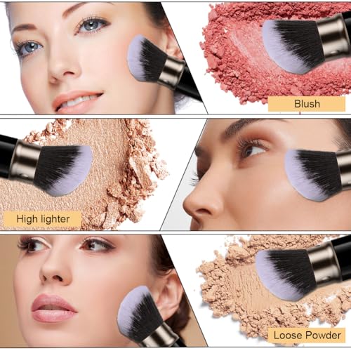 AOOTE Brocha Retráctil para Colorete con Cubierta,2 Pcs Brocha Base Maquillaje Fluido Kabuki,Brocha para Colorete Portátil para Contornear,Iluminar,Ocultar y Resaltar - imagen 6
